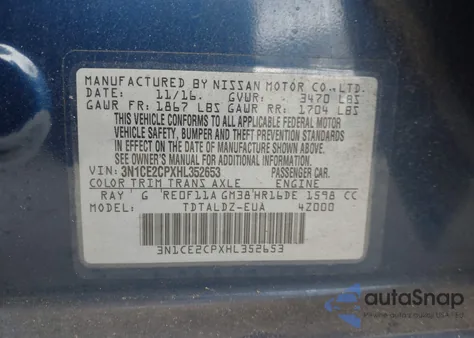 2017 Nissan Versa Note Sv from USA, damaged, VIN 3N1CE2CPXHL352653